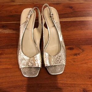Tahari Sling Back Gold snakeskin Heel